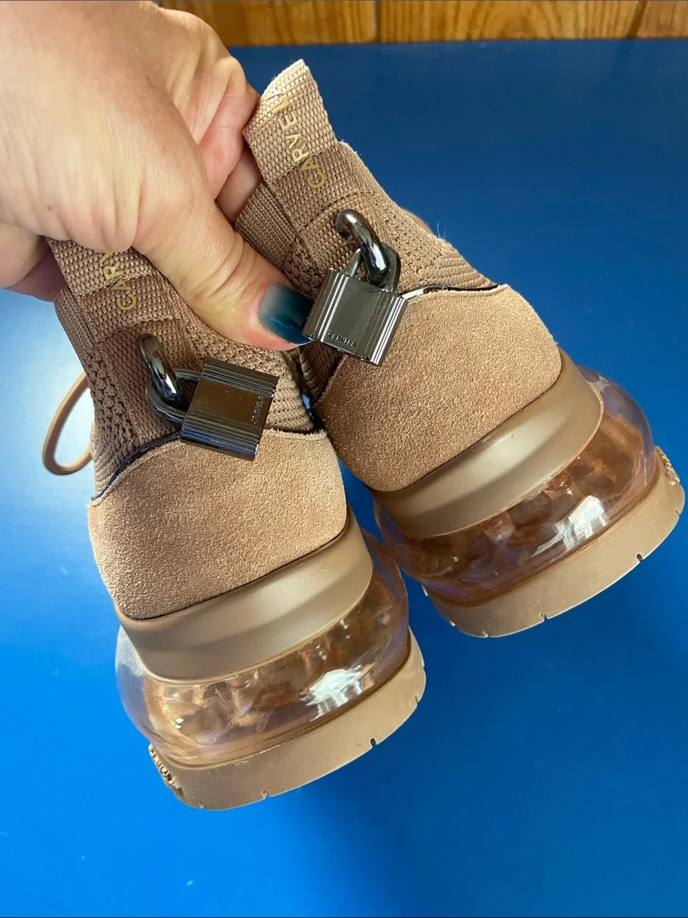 CARVELA Platform Y2K Bubble Cleat Knit Sneaker Tan Beige Trainers FUNKY 8 38